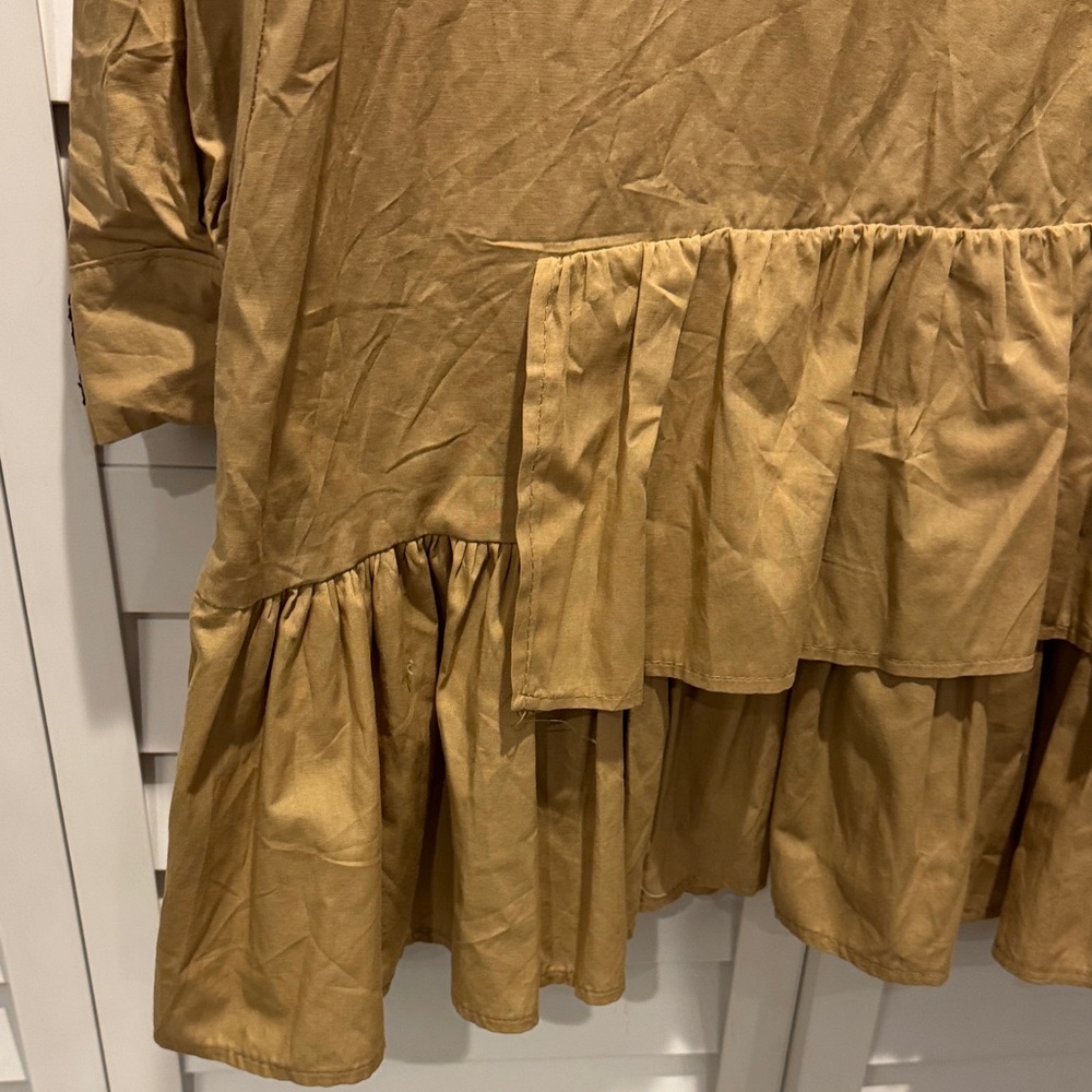 Blanco de Ibiza Buttoned down Ruffles Tan Long Sleeve Dress - Picture 5 of 6